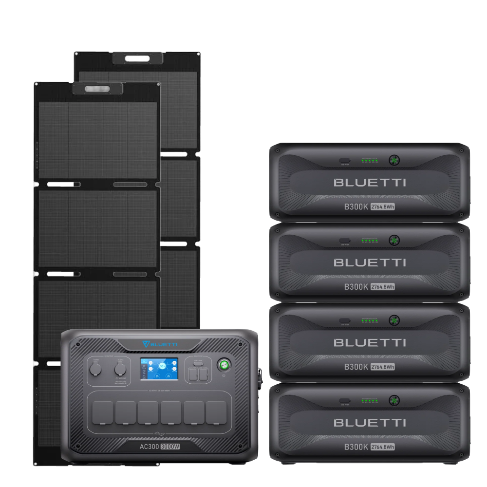 Kit Generator Solar Portabil 3000W 11059.2Wh Bluetti AC300 + B300K + 2X panou 200W