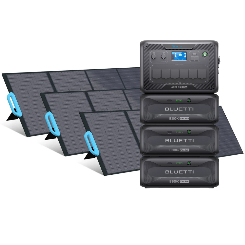 Kit Generator Solar Portabil 3000W 8294.4Wh Bluetti AC300 + B300K + 3X panou 200W