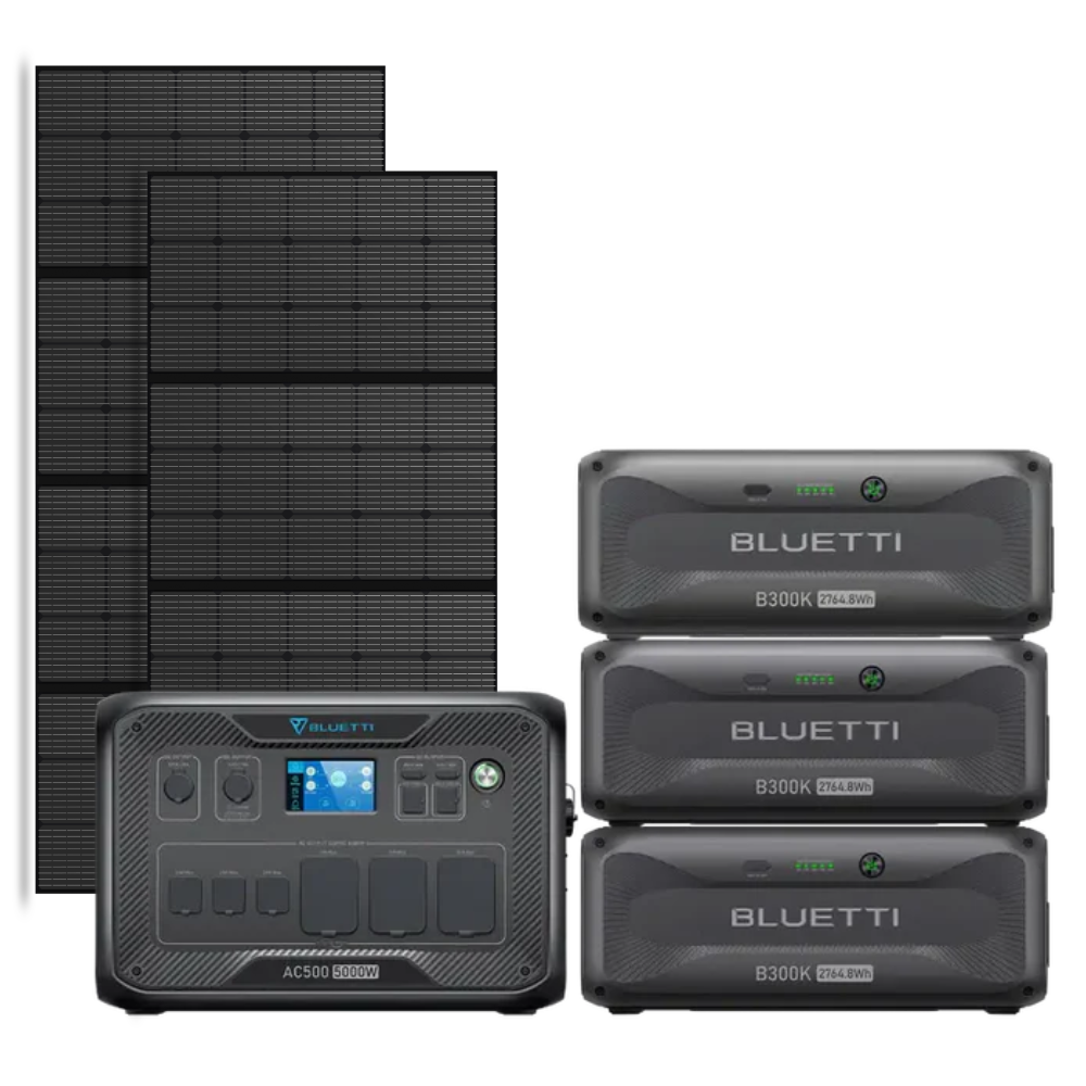 Kit Generator Solar Portabil 5000W 8,294.4, Bluetti AC500+B300K + 2X panou 350W