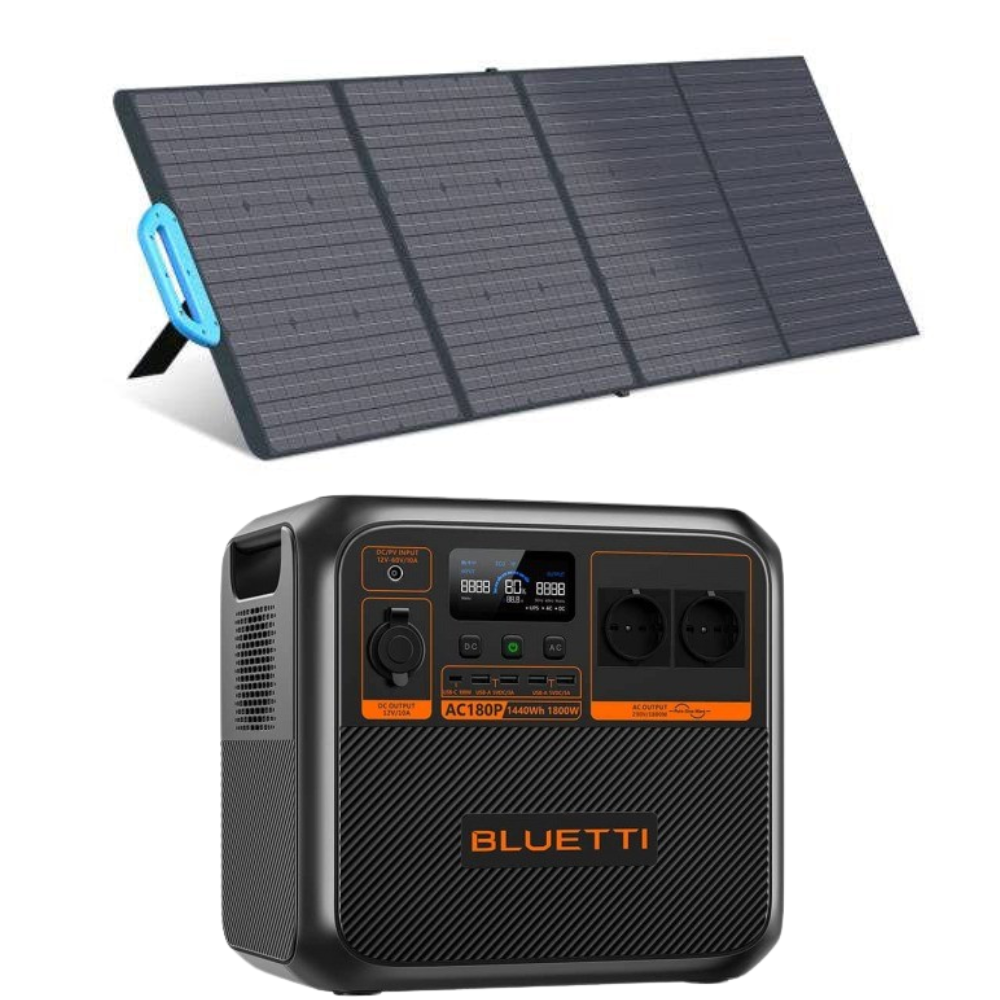 Kit Generator Solar Portabil Bluetti AC180P 1800W 1440Wh LifePO4 cu panou 200W