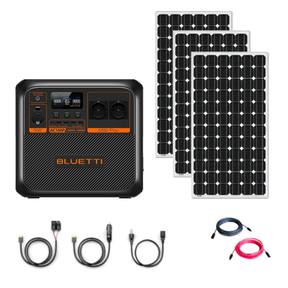Kit generator solar portabil Bluetti AC180P 1800W 1440Wh + panou rigid 3 x 115W