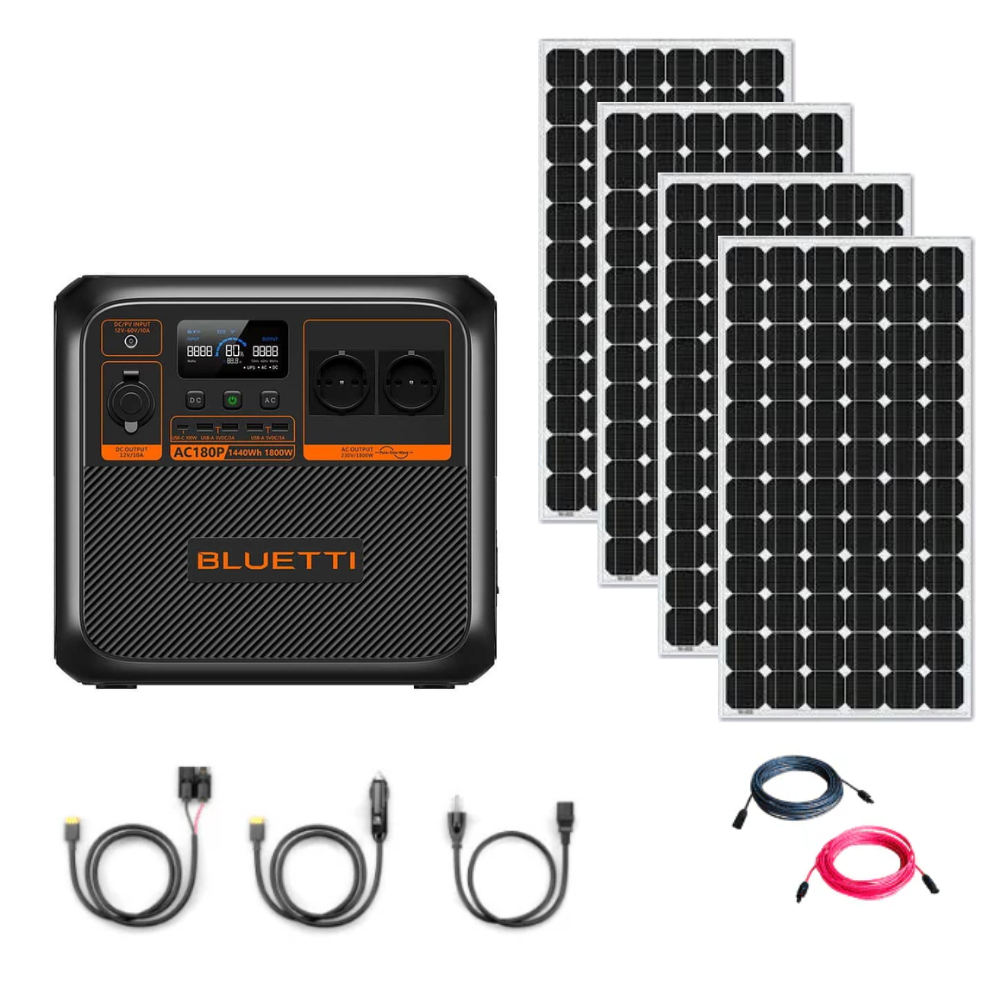 Kit generator solar portabil Bluetti AC180P 1800W 1440Wh + panou rigid 4 x 115W