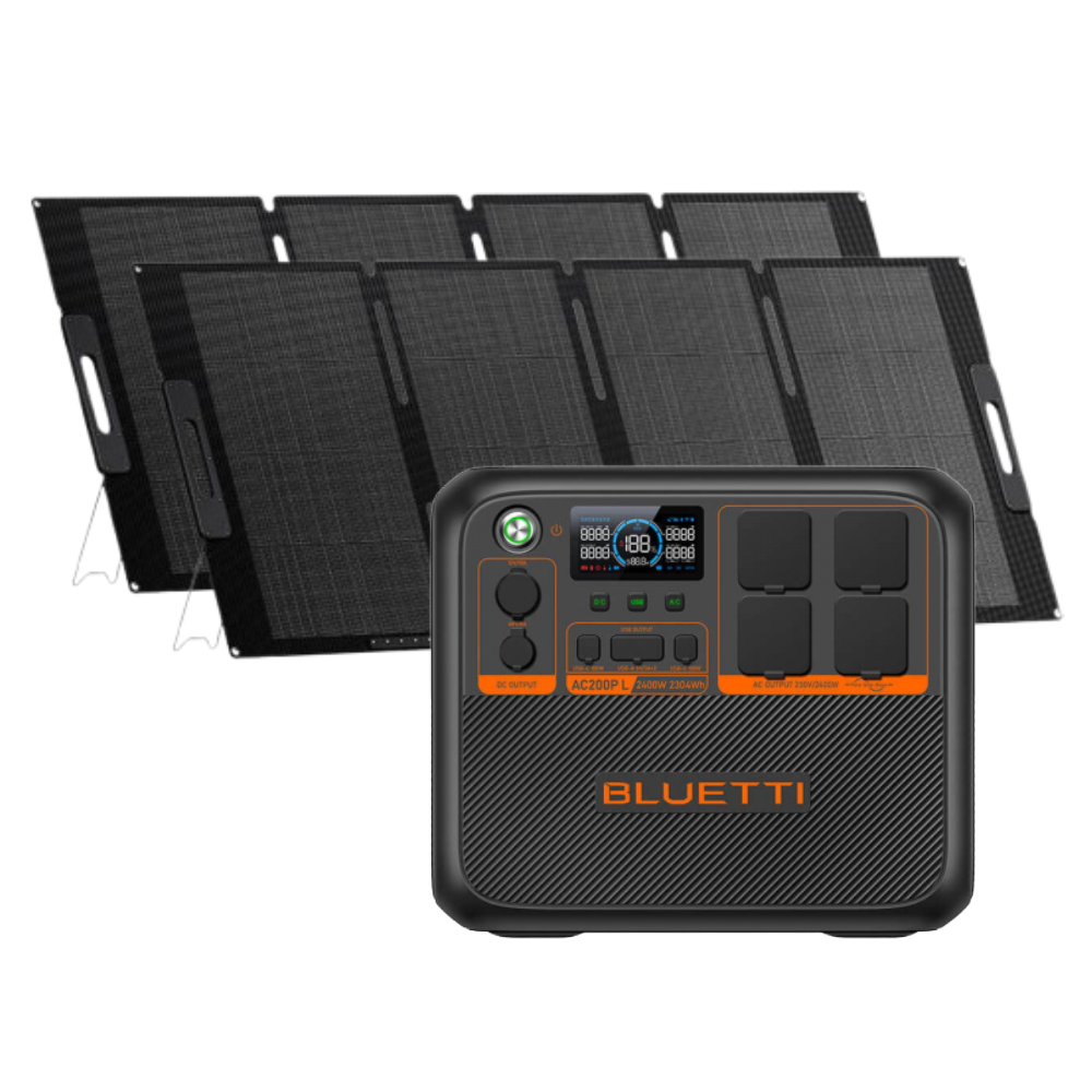 Kit Generator Solar Portabil Bluetti AC200PL 2400W 2304Wh cu 2 x panou 200W