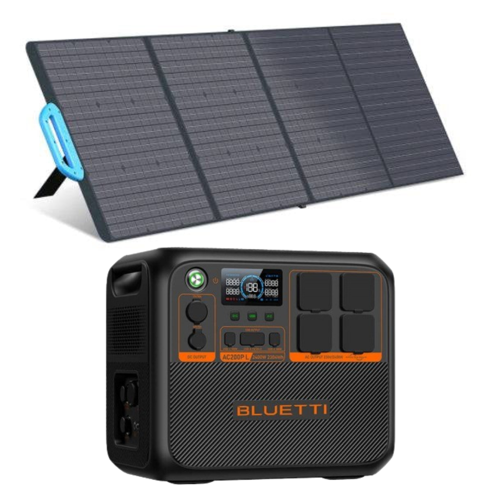 Kit Generator Solar Portabil Bluetti AC200PL 2400W 2304Wh cu panou 200W