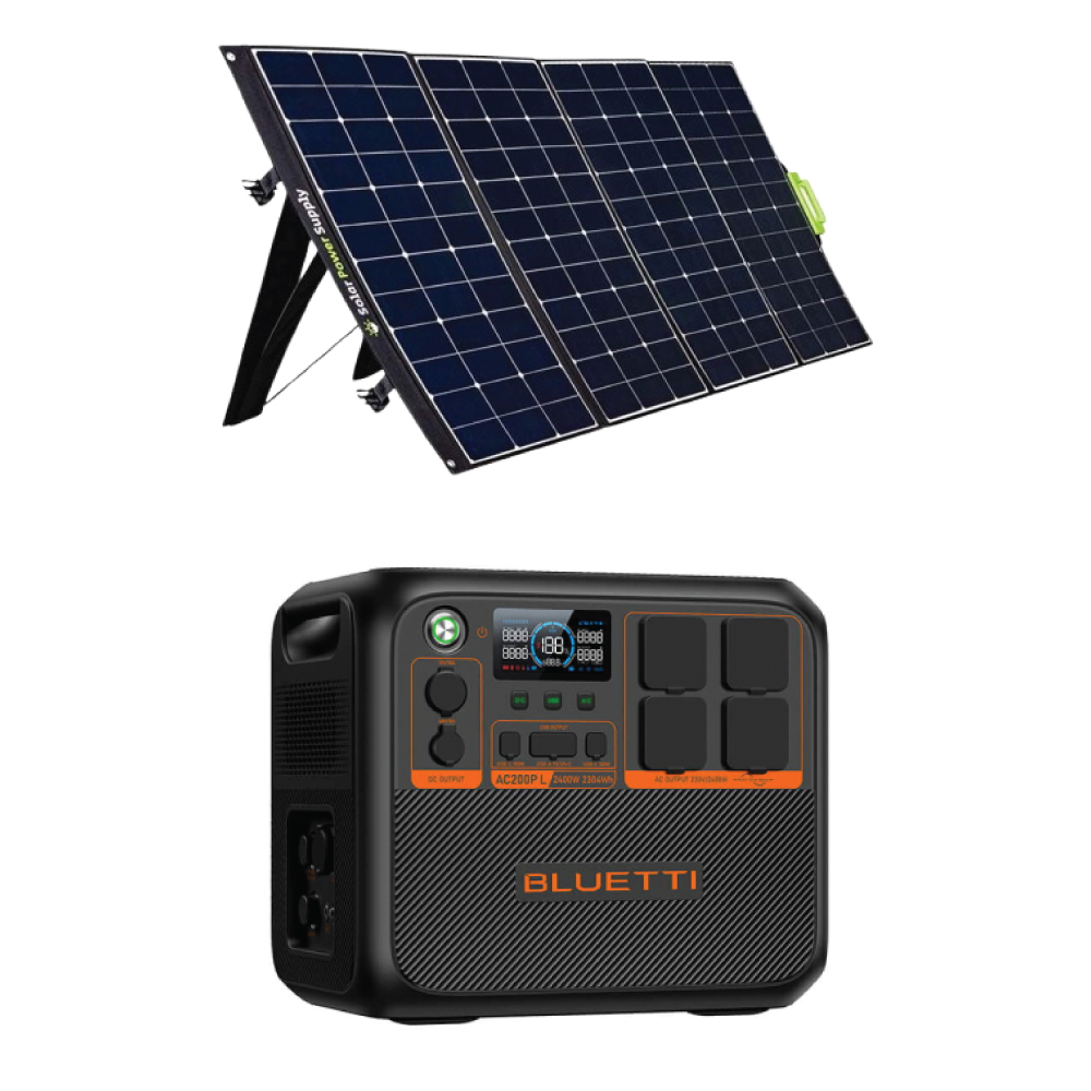 Kit Generator Solar Portabil Bluetti AC200PL 2400W 2304Wh cu panou 400W