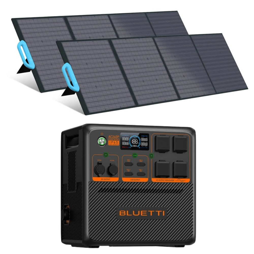 Kit Generator Solar Portabil Bluetti AC240P 2400W 1843Wh LifePO4 cu 2 x panou 200W