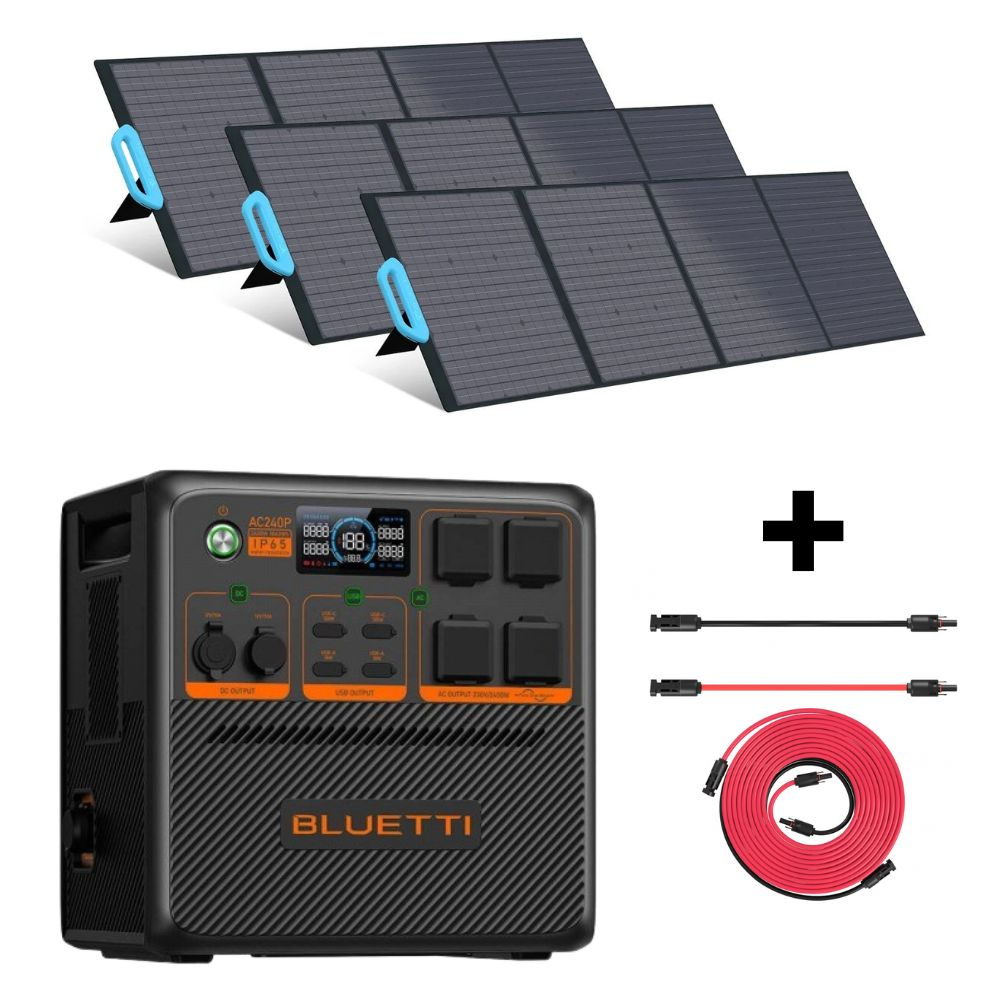 Kit Generator Solar Portabil Bluetti AC240P 2400W 1843Wh LifePO4 cu 3 x panou 200W