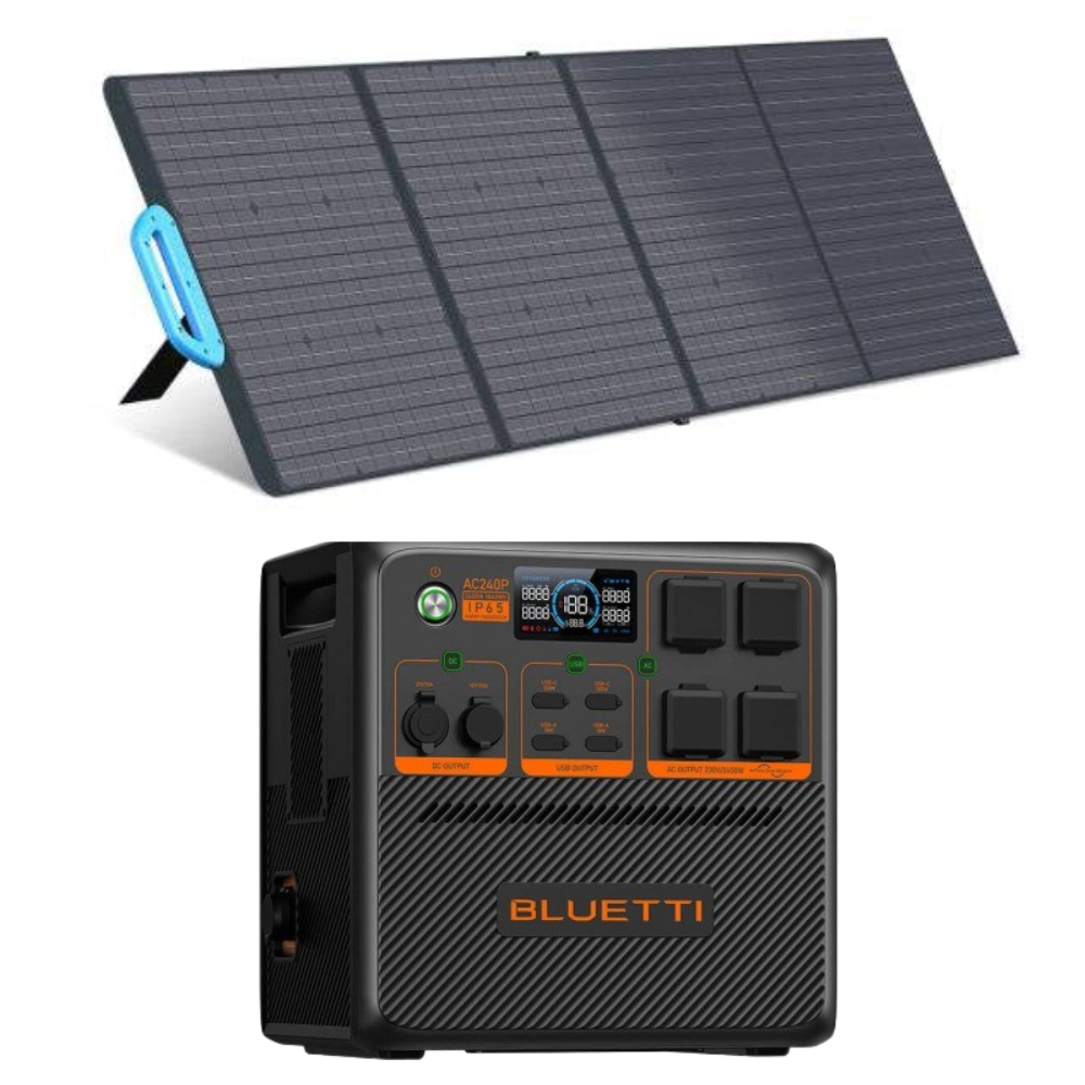 Kit Generator Solar Portabil Bluetti AC240P 2400W 1843Wh LifePO4 cu panou 200W