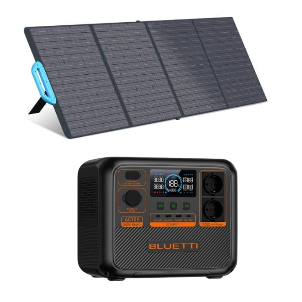 Kit Generator Solar Portabil Bluetti AC70P 1000W 864Wh LifePO4 + panou 200W