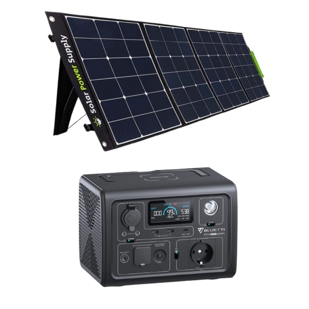 Kit Generator Solar Portabil Bluetti Poweroak 600W 268Wh Eb3A + Panou 200W SP200
