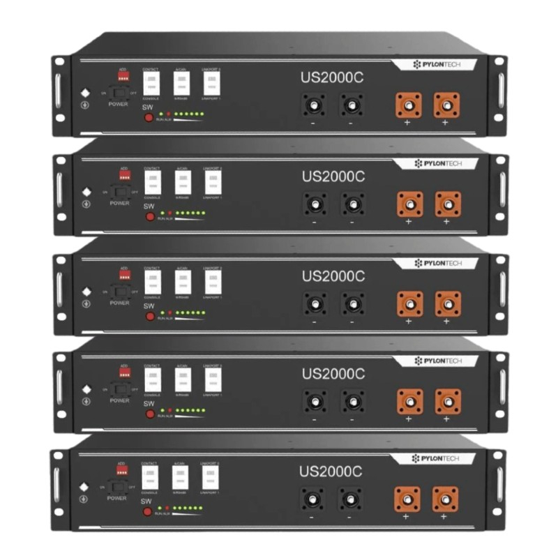 Pachet 5X Acumulator Pylontech US2000C 48V 2,4 kWh, baterie LifePo4 2400 Wh