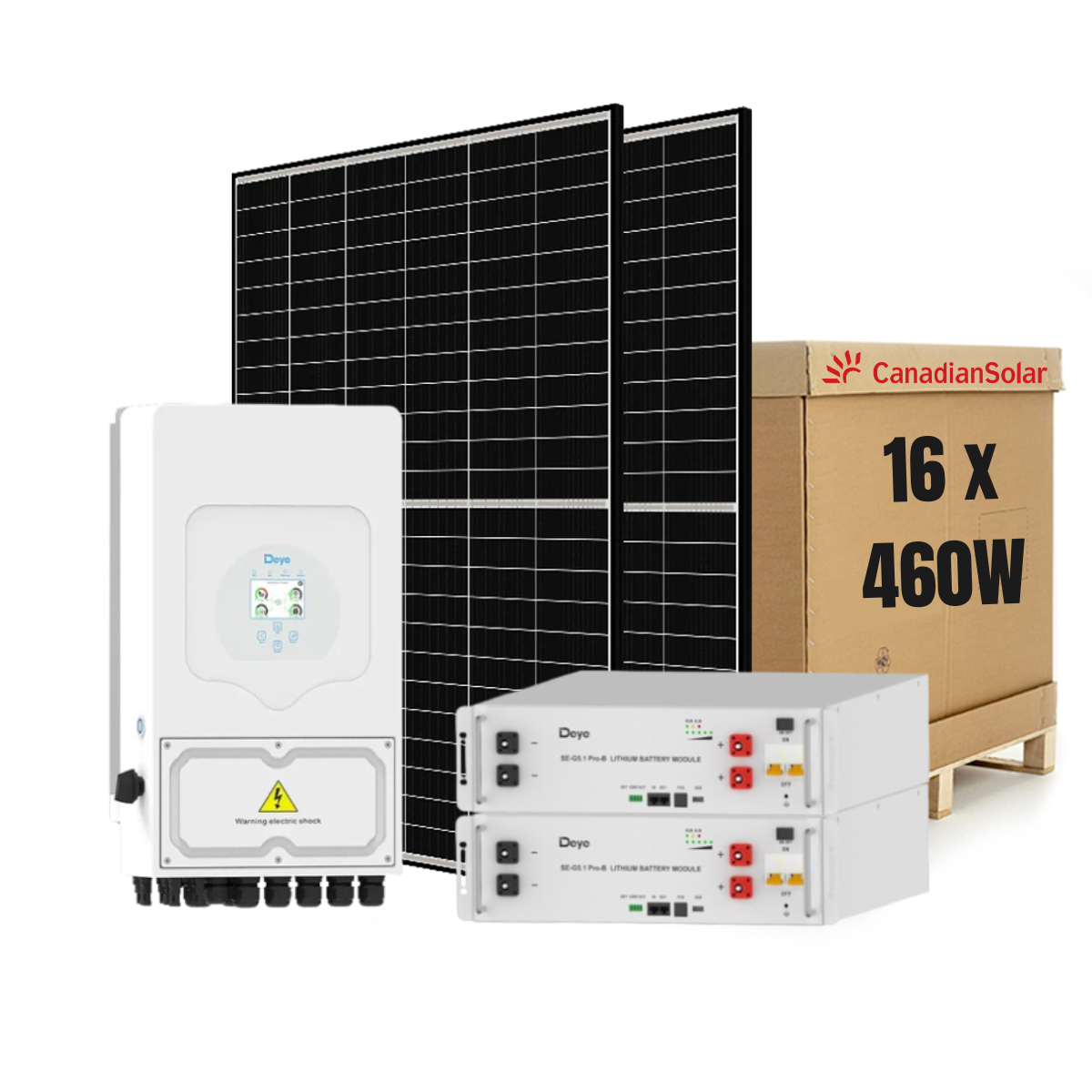 Sistem Fotovoltaic 8kW cu Invertor Hibrid Deye, 7.36kWp Panouri Canadian Solar si Baterie 10.24kWh