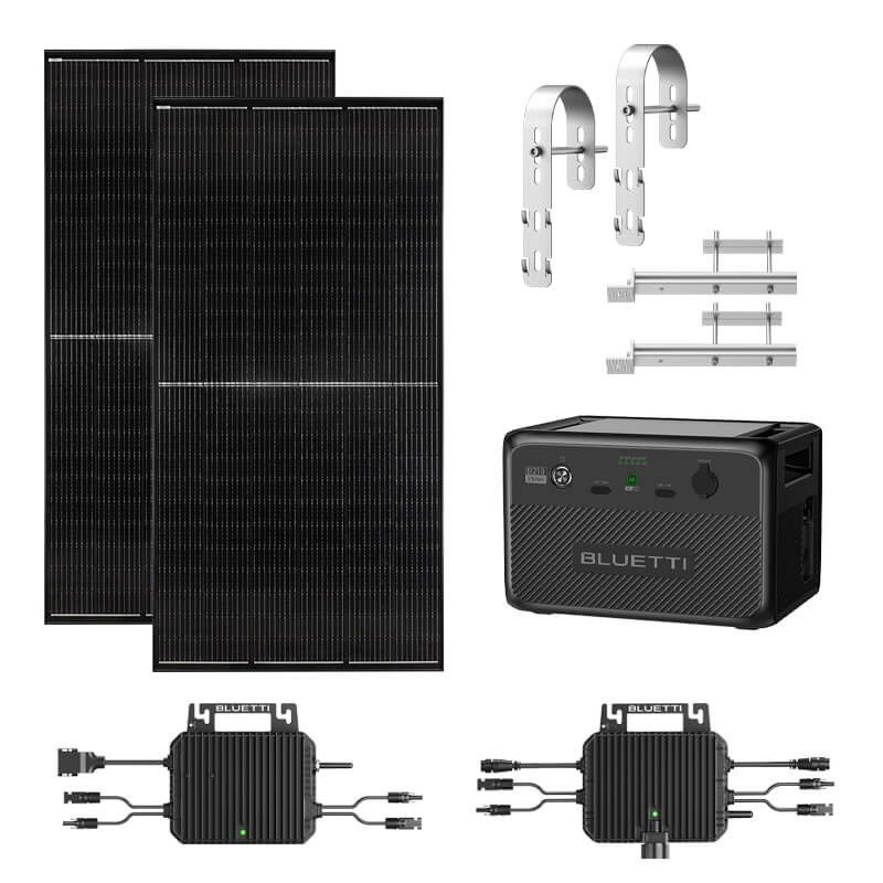 Sistem fotovoltaic de balcon cu invertor 800W, panouri 2x 255W si baterie 2150Wh (Kit 2x 255W - B210 BASB-02)