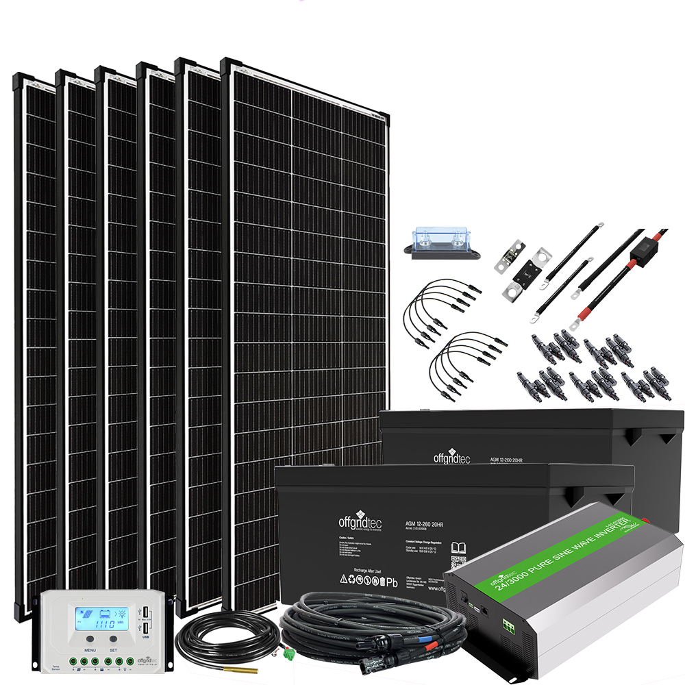Sistem fotovoltaic off-grid 24V 1200W, doi acumulatori 260Ah, invertor 3000W, Autarkic XXL-Master
