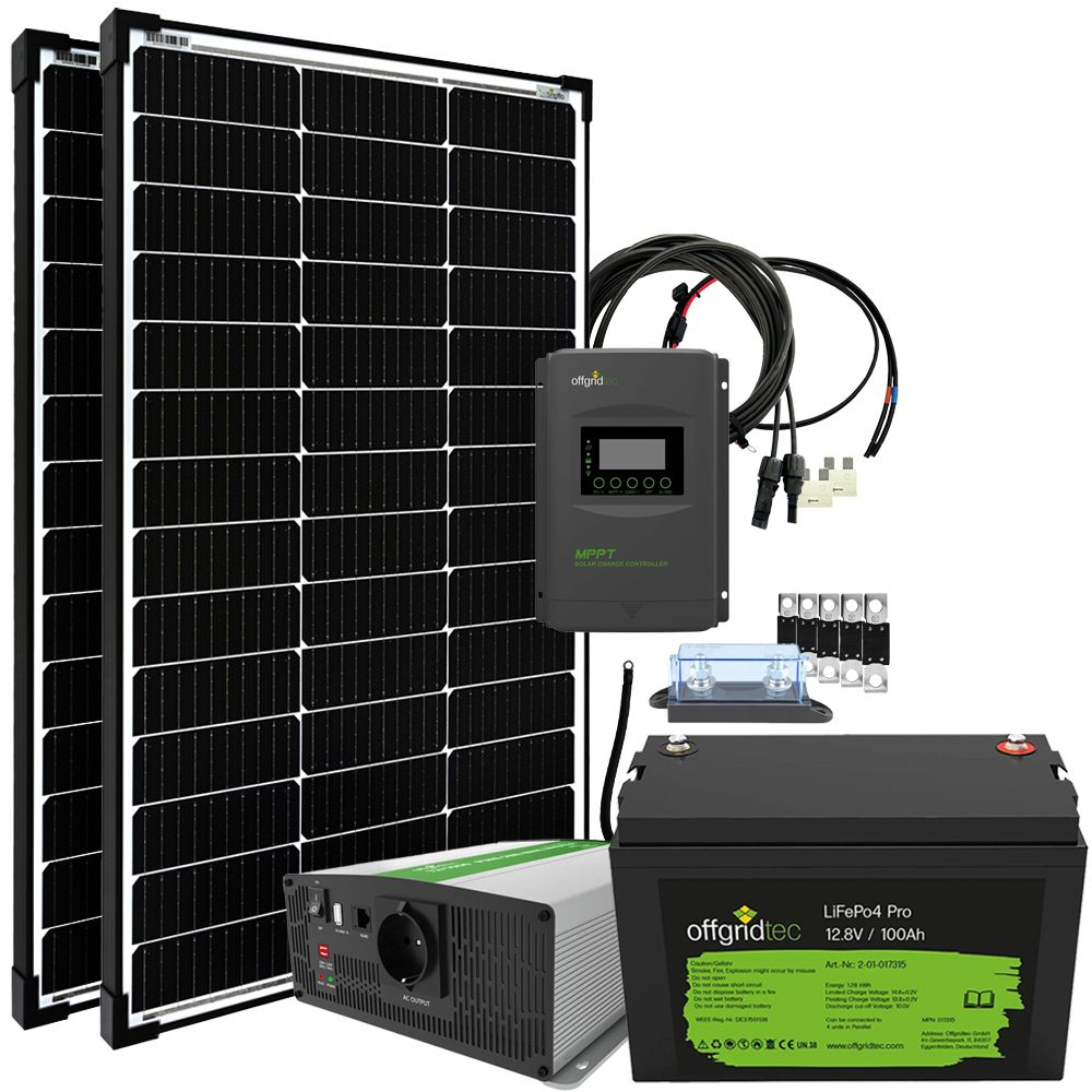 Sistem fotovoltaic off-grid, solar 200W, invertor AC 1500W, acumulator LiFePO4 100Ah, Autark Pro M