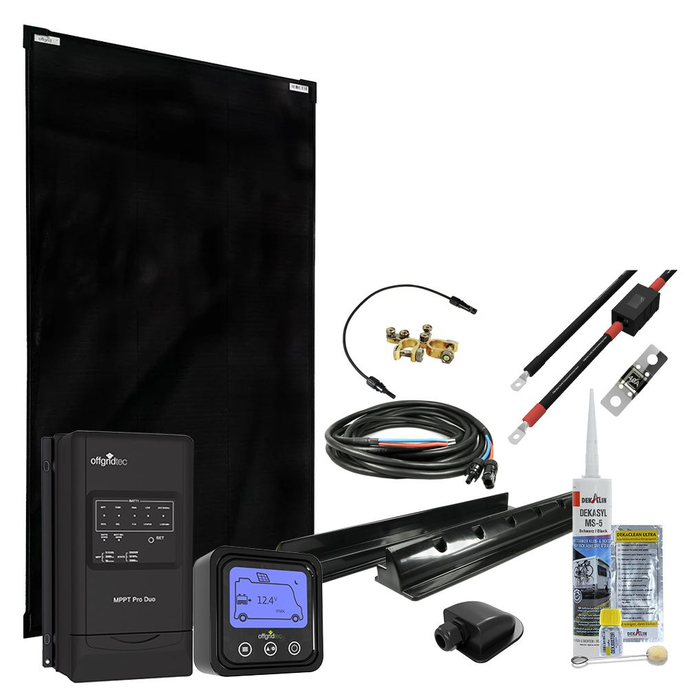 Sistem fotovoltaic rulota off-grid 155W, MPPT 30A, panou solar negru, MobileBlack l