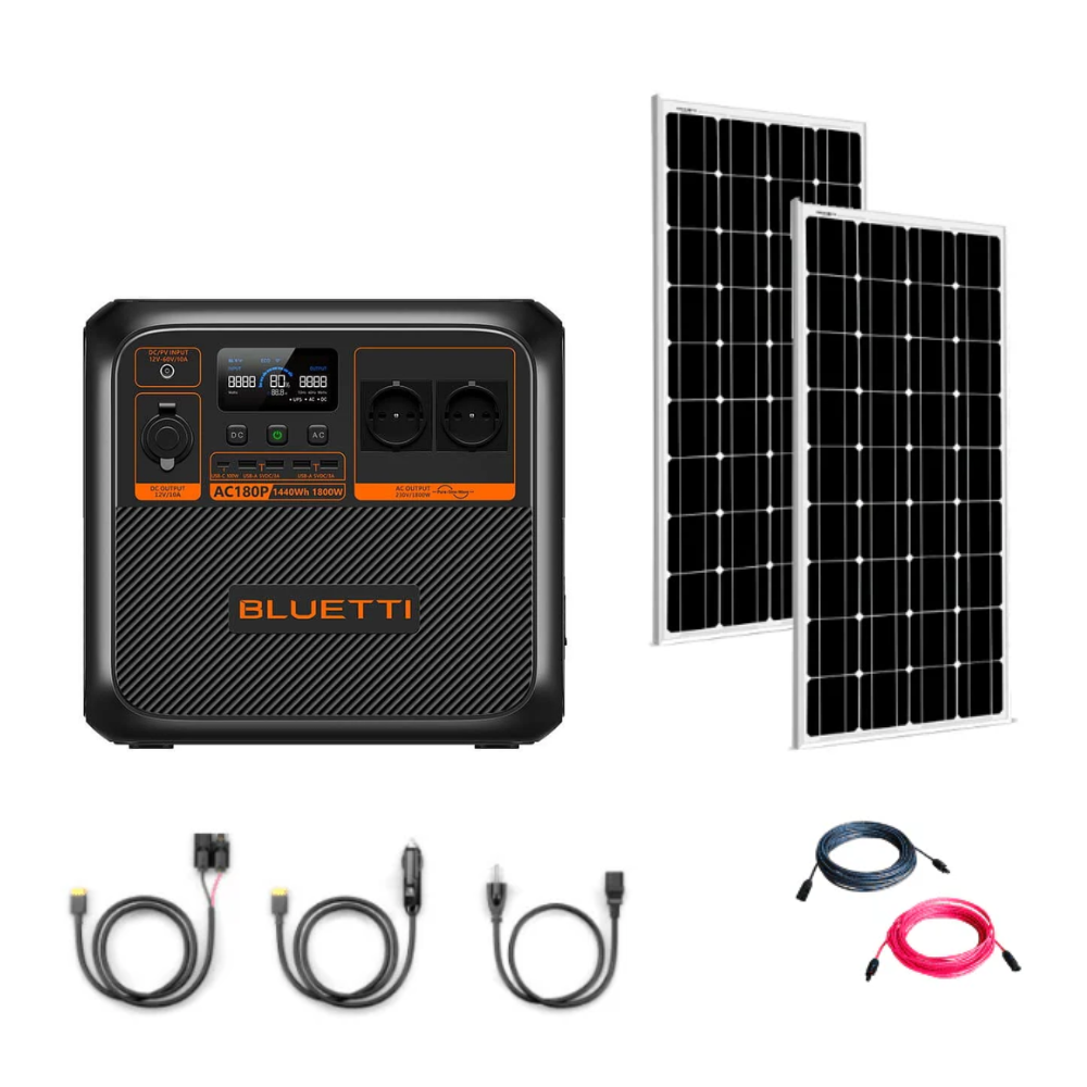 Kit generator solar portabil Bluetti AC180P 1800W 1440Wh + panou rigid 2 x 115W