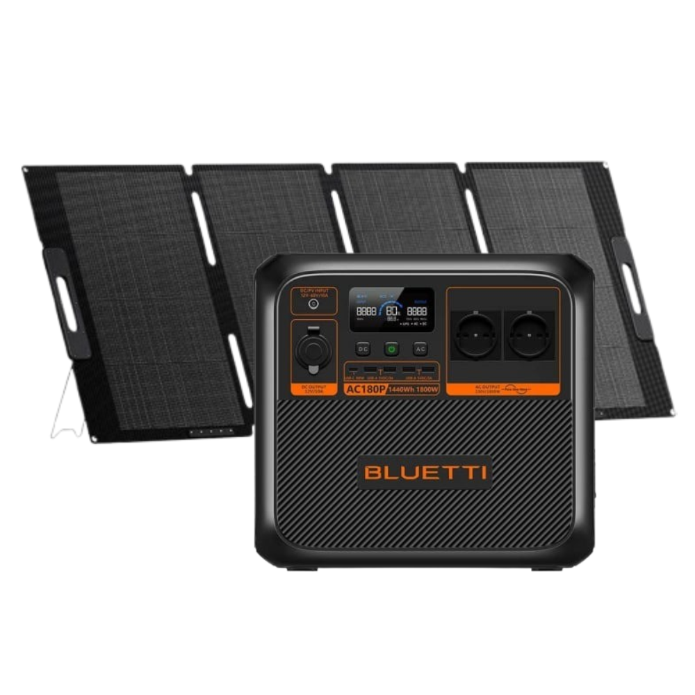 Kit Generator Solar Portabil Bluetti AC180P 1800W 1440Wh LifePO4 cu panou 200W