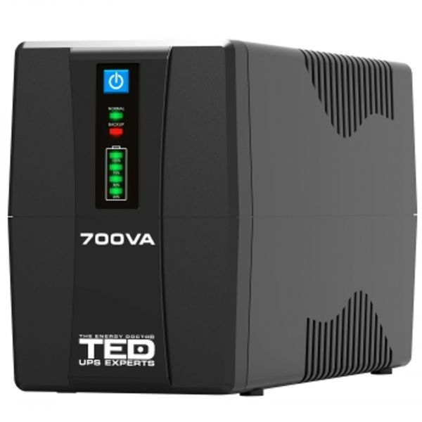 UPS 700VA 400W cu Stabilizator fara Management, 2x Schuko, Ecran LED si Acumulator 12V 7Ah, TED Electric TED003966