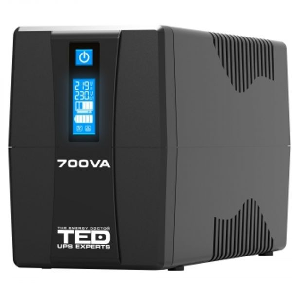 UPS 700VA 400W cu Stabilizator si Management, 2x Schuko, Ecran LCD si Acumulator 12V 7Ah, TED Electric TED003959