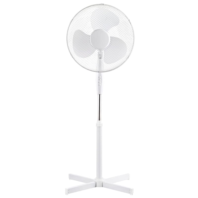 Ventilator cu picior, 40 cm, Platinet 44734, 3 viteze, 40W, oscilatie automata, inaltime 120 cm, alb
