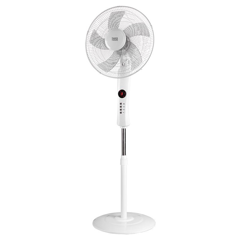 Ventilator cu picior 50W, 3 viteze, oscilatie 90 de grade, functie timer, alb, Teesa
