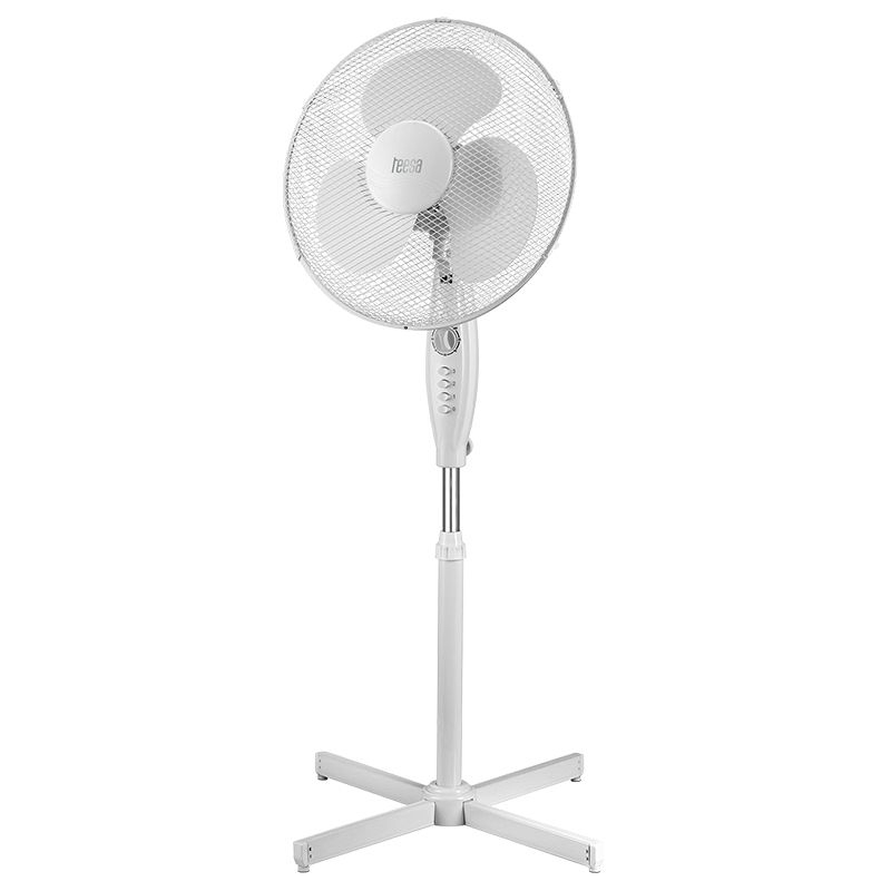 Ventilator cu picior, Teesa 3 viteze, Alb, 45 W, Miscare de oscilatie, Inaltime reglabila 125 cm, Diametru 43cm