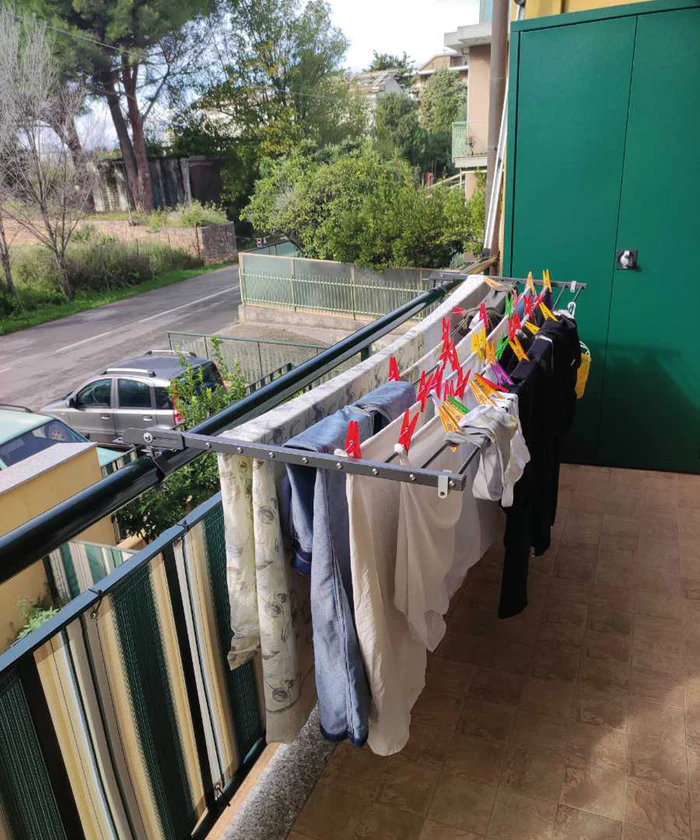 Suport de uscat rufe de mari dimensiuni Foxydry Duo, 102 cm, cadru antirugina pentru balcon, Gri Antracite [5]