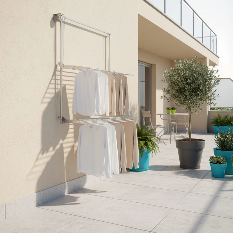 Uscator de rufe Foxydry Wall Plus 100, Montabil pe perete, Argintiu, 108x52x137 cm [2]