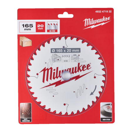 Scule si unelte - Panza de circular, Ø165mm *Ø20mm, Z40, Lemn, 4932471932 Milwaukee