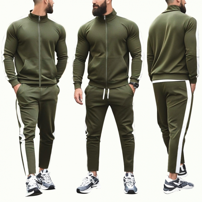 Trening de barbati MBrands din material subtire cu fermoar, verde [2]