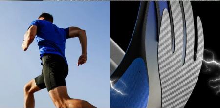 Branturi cu insertii de carbon MBrands , amortizare calcai , culoare albastru [3]