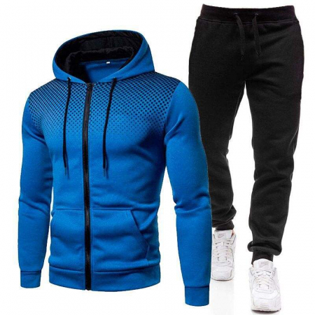 Treninguri - Trening de barbati MBrands cu fermoar cu gluga culoare albastru