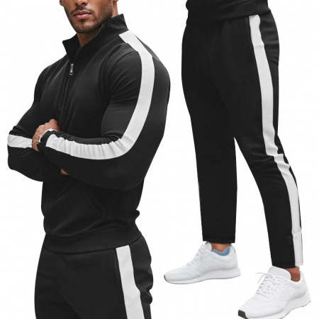 Treninguri - Trening de barbati MBrands din material subtire cu fermoar, negru