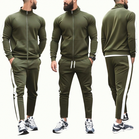 Trening de barbati MBrands din material subtire cu fermoar, verde [1]