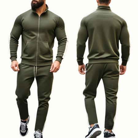 Treninguri - Trening de barbati MBrands din material subtire cu fermoar, verde