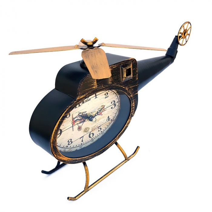 Ceas metalic, de masa, in forma de elicopter, 38 x 22 cm [1]