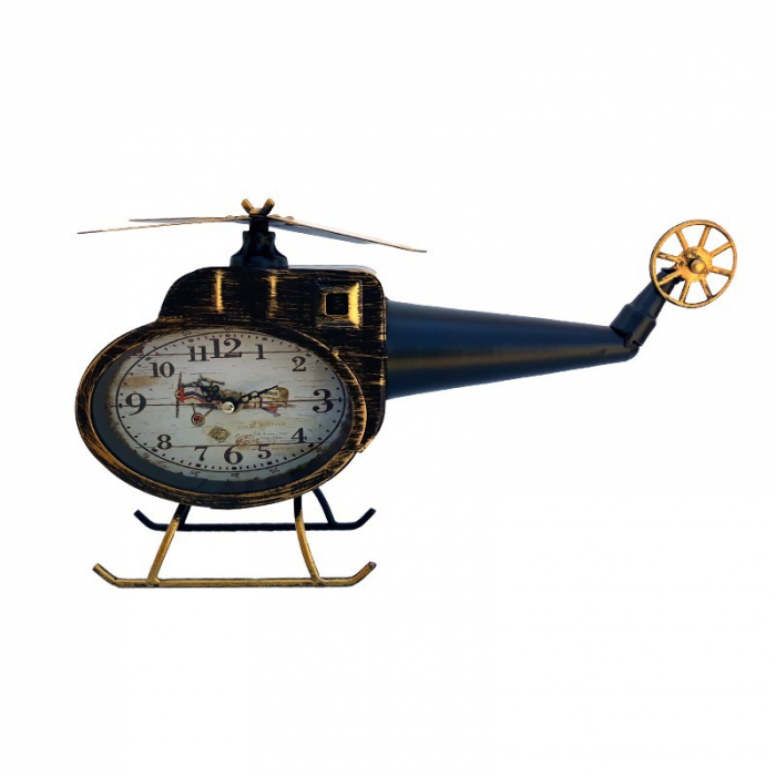 Ceas metalic, de masa, in forma de elicopter, 38 x 22 cm [2]