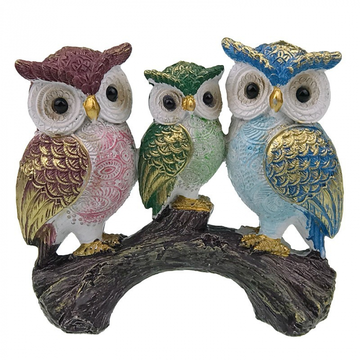 *Ornament decorativ 3 Bufnite asezate pe o creanga de copac, Multicolor [1]