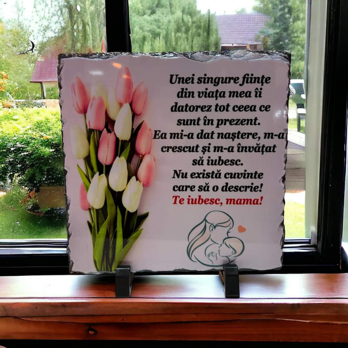 Placa ardezie personalizată ,,Te iubesc, mama!'' [1]