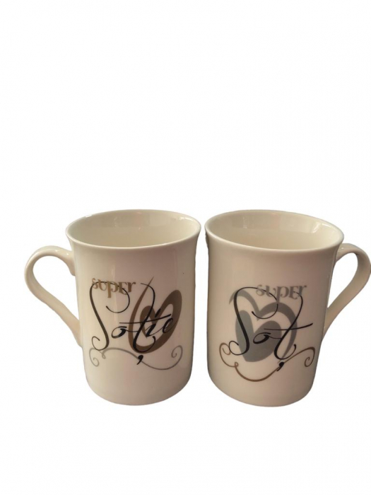 *Set 2 cani din ceramica „Super Sot/Super Sotie”, 290 ml, in cutie cadou [2]