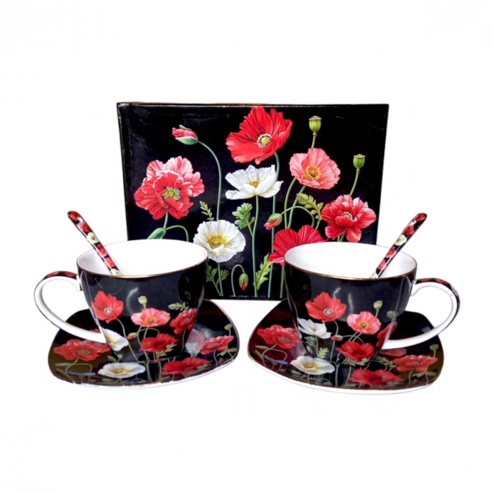 *Set cafea ceramica decor maci [1]