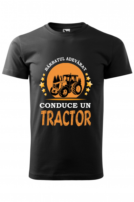 Tricou din bumbac personalizat ”Bărbatul adevărat conduce un tractor” [1]