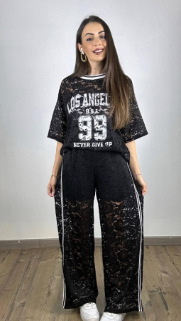 Blugi / Pantaloni - Set casual din dantelă cu imprimeu sport