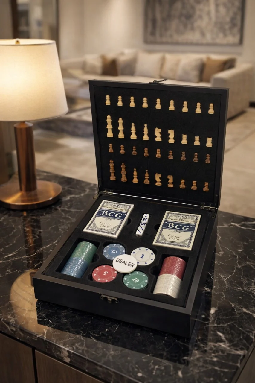 Idei cadouri - Set de Șah cu Poker, Cărți de Joc și Zaruri