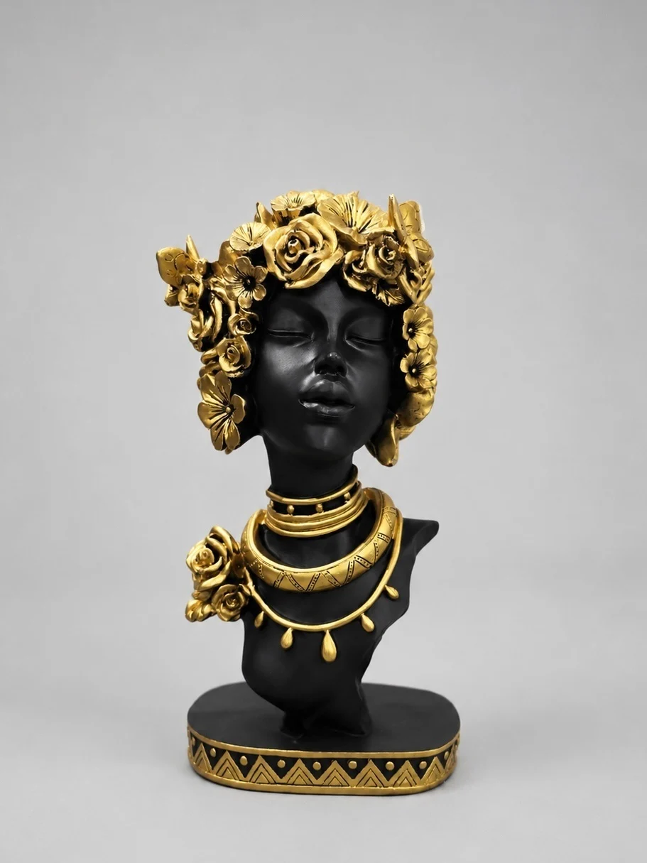 Cadouri pentru EA - Statueta Africana cu Detalii Florale