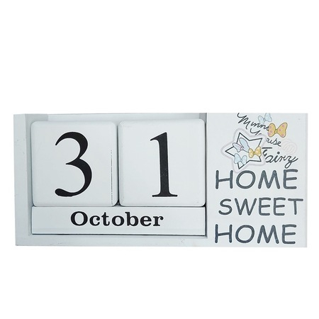 Decorațiuni diverse - *Calendar perpetuu din lemn 19×9 CM – Home sweet home