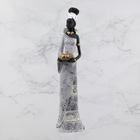 Figurine & Statuete - Statuetă Negresă Cu Coș Cu Fructe