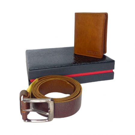 Set cadou pentru barbati, curea si portofel maro [0]
