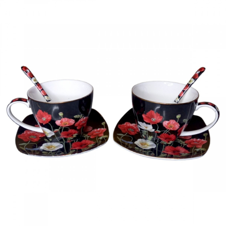 *Set cafea ceramica decor maci [1]